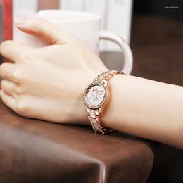 Wristwatches Ladies Watch Fashion Light Luxury Quartz Stainless Steel Crystal Formal Wirstband Relogio