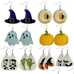 Dangle Chandelier Crazy Halloween Drop Earrings For Women Pumpkin Head Skl Ghost Bat Wizard Hat Hanging Vintage Ear Pierci Dhgarden Dhlr9