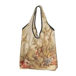 Shopping Bags Custom Aubusson Tapestry French Bag Women Portable Large Capacity Grocery European Floral Flowers Shopper Tote