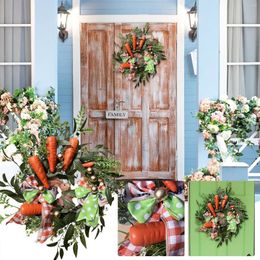 Decorative Flowers Christmas Indoor Wreath Wreaths For Easter Garland Radish Egg Ribbon Imitation Door Pendant