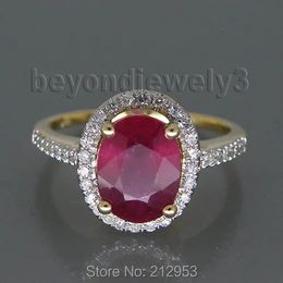 Wedding Rings 3.12ct Solid 14Kt Yellow Gold Ruby Wedding Ring Diamond Natural Red Ruby Ring For Sale R0014 231114