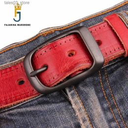 Cintos FAJARINA Qualidade Única Moda Unissex Retro Cintos Jeans Mens Preto Vermelho Marrom Geunine Couro 33mm Cinto para Homens Mulheres N17FJ179 Q231115