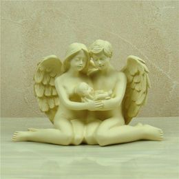 Decorative Figurines Angel Family Figurine Handmade Polyresin Couple Statue Art And Craft Ornament Home Decoration Birthday Gift For Parents