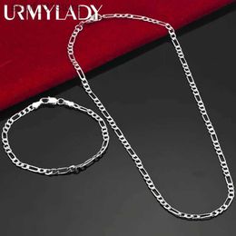 Chain Noble new arrive 925 sterling silver 4MM chain for men Women Bracelet Necklace Jewellery set la Christma gifts charms weddingL231115