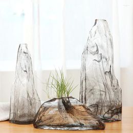 Vases Creative Crafts Simple And European Glass Rockery Ornaments Model Room Living Study Teahouse Office Furnishings