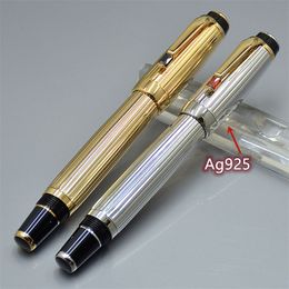 High Quality Silver / Gold Ag925 Pens Ball Pen Gem Roller With Business Office Fountain Writing Stationery Classic Gift Qmntm
