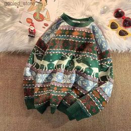 Men's Sweaters Ugly Christmas Sweater Deer Knitted Oversized Pullovers Soft Warm Quality Harajuku Festival O-Neck Vintage Casual Mens Clothing Q231115