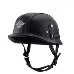 Motorcycle Helmets Man Women German Style Half Face Helmet Unique Leather Vintage Casco Motocross