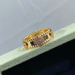 Vier Klee Ring Natural Shell Gemstone Gold Plated Woman Designer T0P Advanced Materials Fashion Diamond European Size Gift für Freundin mit Box 013