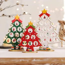 Christmas Decorations DIY Tree Mini Xmas Ornaments Children's Handmade Wooden Ornament Decoration For Home Year 2024