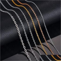 Chains Titanium Steel Rolo Link Chains Necklaces Gifts 18K Gold Plated Fashion Simple Design Women Never Fade O Chain Fit For Pendant Dhkp8