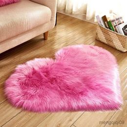 Carpet 30x40cm Heart Shaped Fluffy Rug Shaggy Wool Carpet Sofa Cushion Living Room Bedroom Decorative Floor Mats R231115