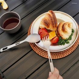 Dinnerware Sets Tableware Corrosion Preventive Round And Smooth Fork Spoon Health Safety Military Green Titanium Steel One Piece Set Outdoor