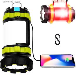 Camping Lantern New Camping Lantern Rechargeable 6 Modes LED Bright Flashlight 3000mAh Power Bank Waterproof Emergency Camping Lamp Torch Q231116