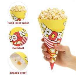 Gift Wrap 50pcs Paper Popcorn Bags Cone Shaped Treat Party Individual Servings Pouches Candy Wedding