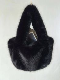 Waist Bags 2023 Ladies Black Handbag Women's Imitation Mink Hair Handheld Tote Bag Early Autumn Winter All-Match