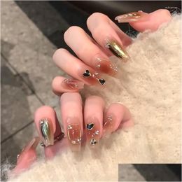 False Nails False Nails Winter Red Brown Warm Nail Enhancement Love Diamond 3D Korean Drop Delivery Health Beauty Nail Art Salon Nail Dhdvh