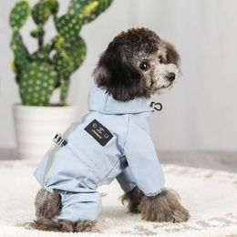 Dog Apparel Reflective Raincoat Fashion Pet Transparent Hooded Jumpsuit Dogs Waterproof Coat Small Medium Cats Jacket Supplies