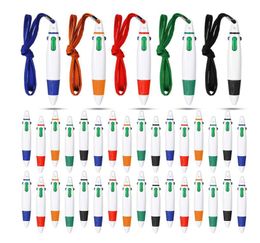 4-in-1 Shuttle Pens Retractable with Carabiner Keychain On Top 4-Color Lanyard Neck Ballpoint Pens for Office School Supplies Students Child