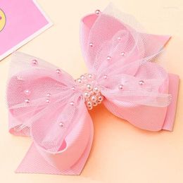 Hair Accessories Sweet Pink Pearl Bowknot Hairpins Cute Girls Lace Clips Kids Styling Tools Boutique Headwear