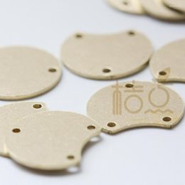 Charms 6 Pieces Laser Cut Solid Brass Circle Charm With 3 Holes - 16x14mm (4501C)