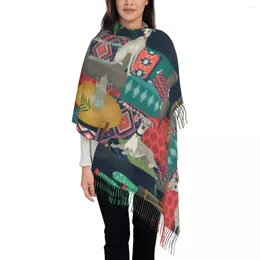 Scarves Bohemian Whippets Tassel Scarf Women Soft Boho Turkish Kilim Dog Ethnic Greyhound Shawls Wraps Ladies Winter Fall