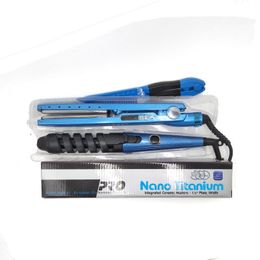 3 IN 1 Hair Straightener & Curling Iron Hair Curler Nano Titanium 1/4 Plates Flat Irons Steam Ceramic Hair Curlers