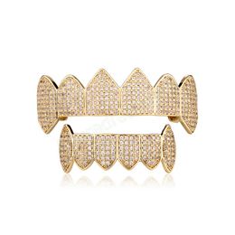 Fashion Gold Plated Teeth Grillz Hip Hop Iced Out Cool Popular Vampire Gangsta Fang Tooth Cap Cosplay Jewellery