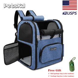 Dog Bag Pet Double Shoulder Backpack Sturdy Frame Breathable Foldable Doors Fits 20 lbs Pets Travel Set 231114