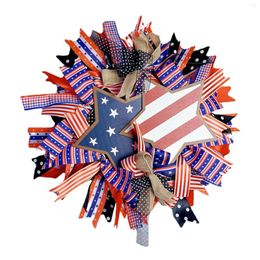 Decorative Flowers Independence Day Wreath Hanging Fourth Of July Door Patriotic For Indoor Outdoor Wall Office Decoration