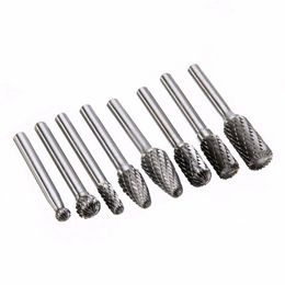Freeshipping 8pcs/set 1/4 Inch 6mm Double Rotary Tungsten Carbide Burr Bits Rotary Files CNC Engraving Tool Set For Power Tool Cxnbo
