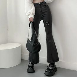 Women's Jeans Jeans for Women Vintage Black Denim Flare Pants Streetwear High Waist Slim Mom Trouser Harajuku Y2K Pants 231115