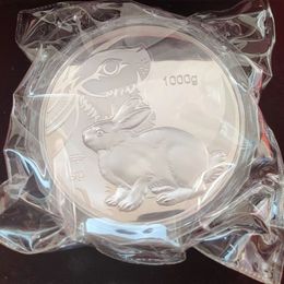 Arts and Crafts 1000g Chinese Shanghai Mint Ag 999 1kg zodiac rabbit silver Coin