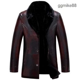 Leather Biker Bomber Designer Jacket Men New Arrival Winter Brand Plus Velvet Thick Warm Motorcycle Business Casual Mens Leather Jackets for Man Fur Coat HV99