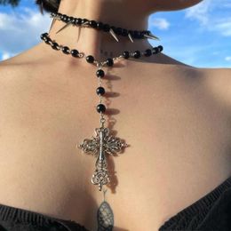 Pendant Necklaces Punk Cross Gothic Vinatge Jewellery Black Pearl Necklace Luxurious Metal Bohemian Harajuku Turkey Sexy