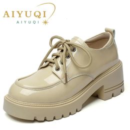 Dress Shoes AIYUQI Loafer Large Size Genuine Leather Women s High Heels Spring Fashion British Style Ladies 231115