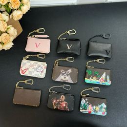 Designer Bags Women Key Wallets Christmas VIVI Coin Purses Brown Letter Mini Clutch Bags Sunflower Zipper Wallet With Keyring Ladies Bags Pendant Keychain Charms