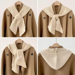 Bow Ties Women Knitted Fake Collar Hat Female Solid Knit False Winter Warm Shirt Detachable Collars Windproof Scarf