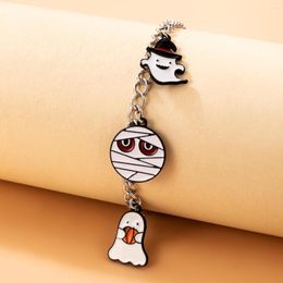 Charm Bracelets Mummy Bracelet For Women Funny Ghost Colourful Drop Oil Alloy Adjustable Lady Halloween Party Jewellery 20419