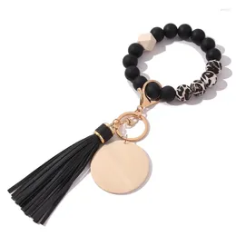 Keychains 2023 Silicone Beads Keychain For Car Accessories Colourful Tassel Charms Keyring Keys Leopard Men Women Wholesale