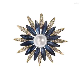 Brooches High-end Metal Sun Brooch Rhinestone Corsage Pearl Pin Shirt Suit Jacket Cardigan Buckle Accessories