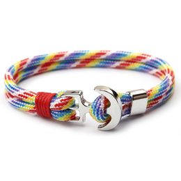 Popular Sports Bracelet Handmade Silver Anchor Bracelets Colorful Paracord Jewelry