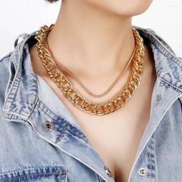 Pendant Necklaces Fashion Boho Vintage Multilevel Gold Color Punk Exaggerated Thick Chain Necklace For Women Geometry Choker Thin Chains