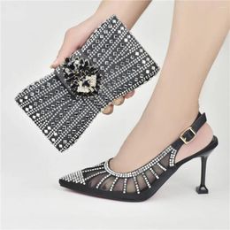 Dress Shoes Arrival Black Colour Italian Design African Selling Nigerian Style Elegant Ladies And Bag Set For Party Wedding