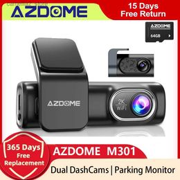 car dvr AZDOME M301 2K Dual Dashcams Dash Cam Front and Rear Built In WiFi Voice Control Night Vision G-Sensor Parking Monitor Q231115