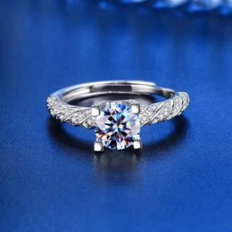 Solitaire Ring Micro Inlaid 925 Sterling Silver Open Ring CZ Simulation Stackable Ring Platinum Galvanized Eternal Ring 231115