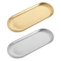 Plates Stainless Steel Dining Plate Nordic Nut Fruit Cake Tray Oval Snack Gold Sliver Western Steak Dish Kitchen