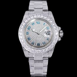 Mens Watch Full Diamond Automatic 2824 Mechanical 42mm Watches Fashion Business WristWatches Swimming Luminous 904L Stainless Steel WristWatch Montre De Luxe