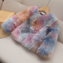 Down Coat Little Girls Faux Fur Coat Warm Winter Coats Thick Fox Fur Jacket Korean Fashion Kids Plush Outerwear Child High Quality Outwear J231115