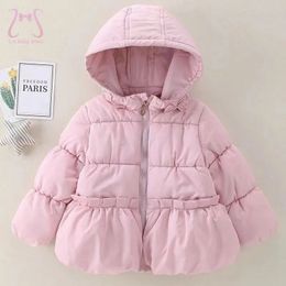 Jackets Winter Girls Snowsuit Coat Solid Colour Warm Baby Down Jacket Fashion Hooded Children s Cotton Clothes Infant Kids Overalls 231115